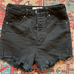 Free People We the Free Black Denim Shorts